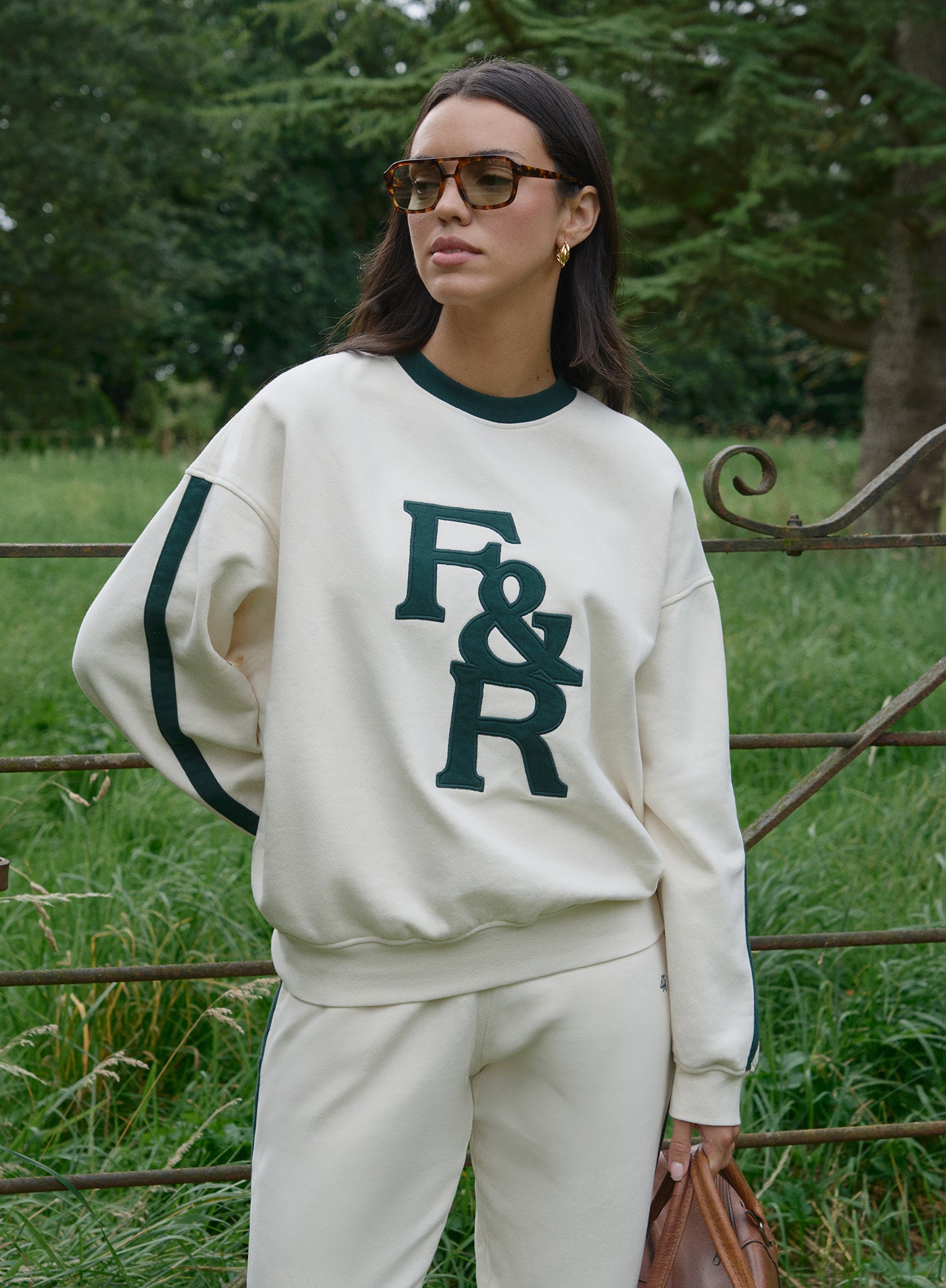 Cream F&R Branded Relaxed Oversized Sweatshirt